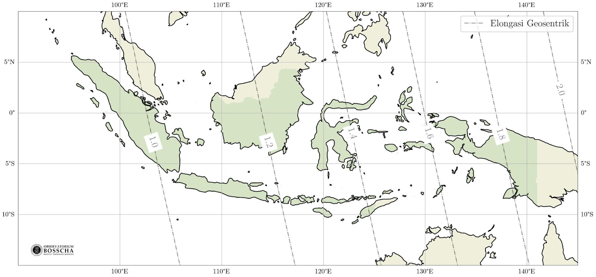 **Gambar 2.** Peta Elongasi geosentrik Bulan dan Matahari saat Matahari terbenam pada Selasa, 17 Februari 2026.